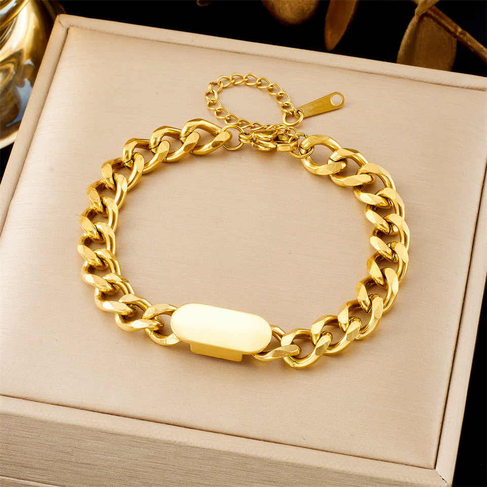 Graham Curb Chain Tag Bracelet | Gold-Tone