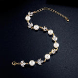 Isabel Retro Gold-Tone Leaf and Pearl-Look Bracelet