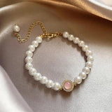 Irene Retro Pearl-Look and Pink Accent Bracelet - image 1