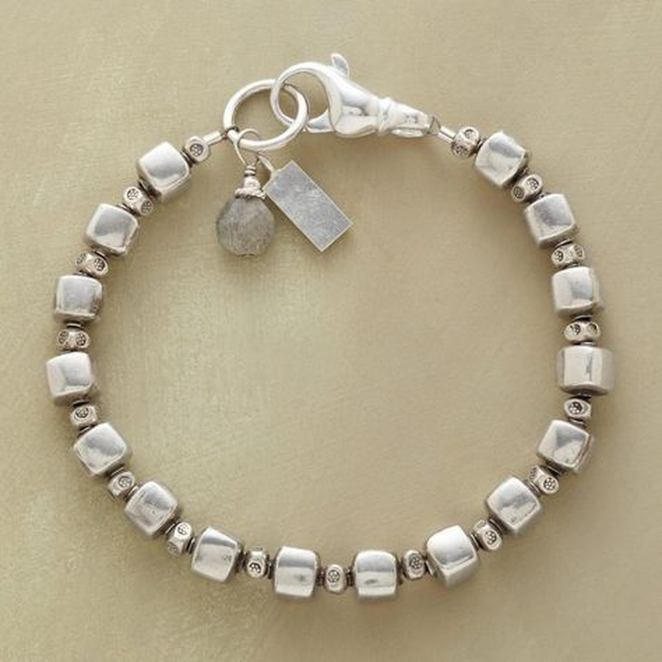 Vera Retro Silver-Tone Cube Bead Bracelet