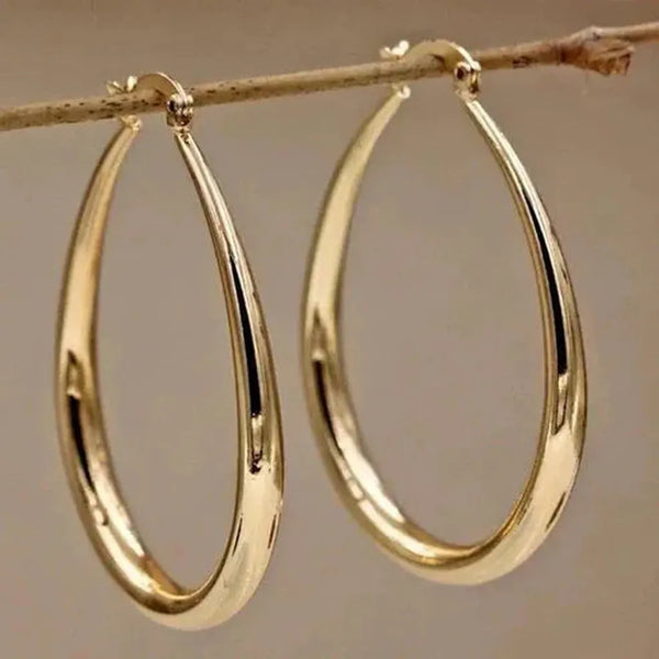 Cora Retro Hoop Earrings | Gold-Tone