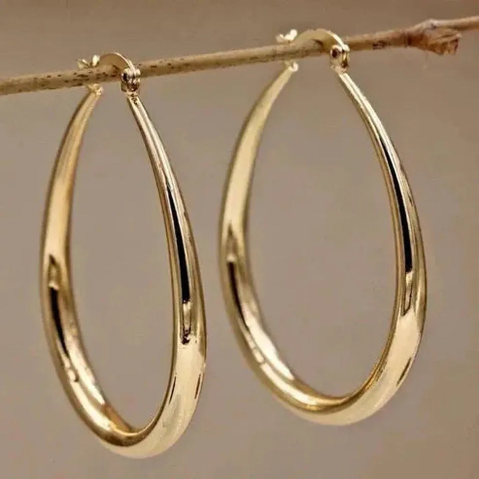 Cora Retro Hoop Earrings | Gold-Tone