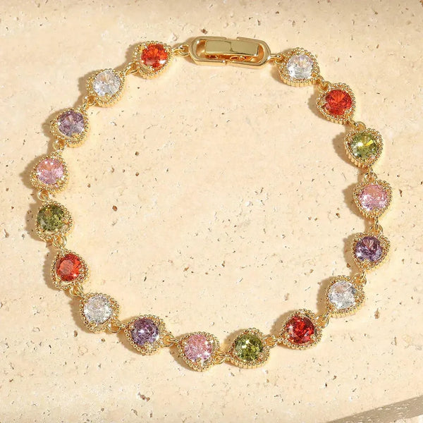 Agatha Retro Gold-Tone Rainbow Love Heart Bracelet