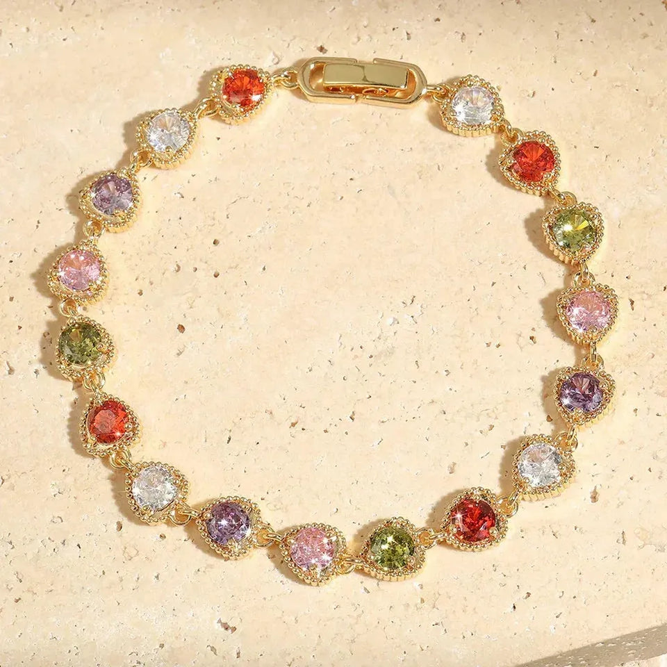 Agatha Retro Gold-Tone Rainbow Love Heart Bracelet