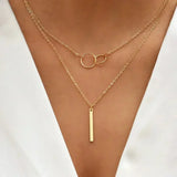 Georgia Retro Gold-Tone Double-Circle Pendant Necklace