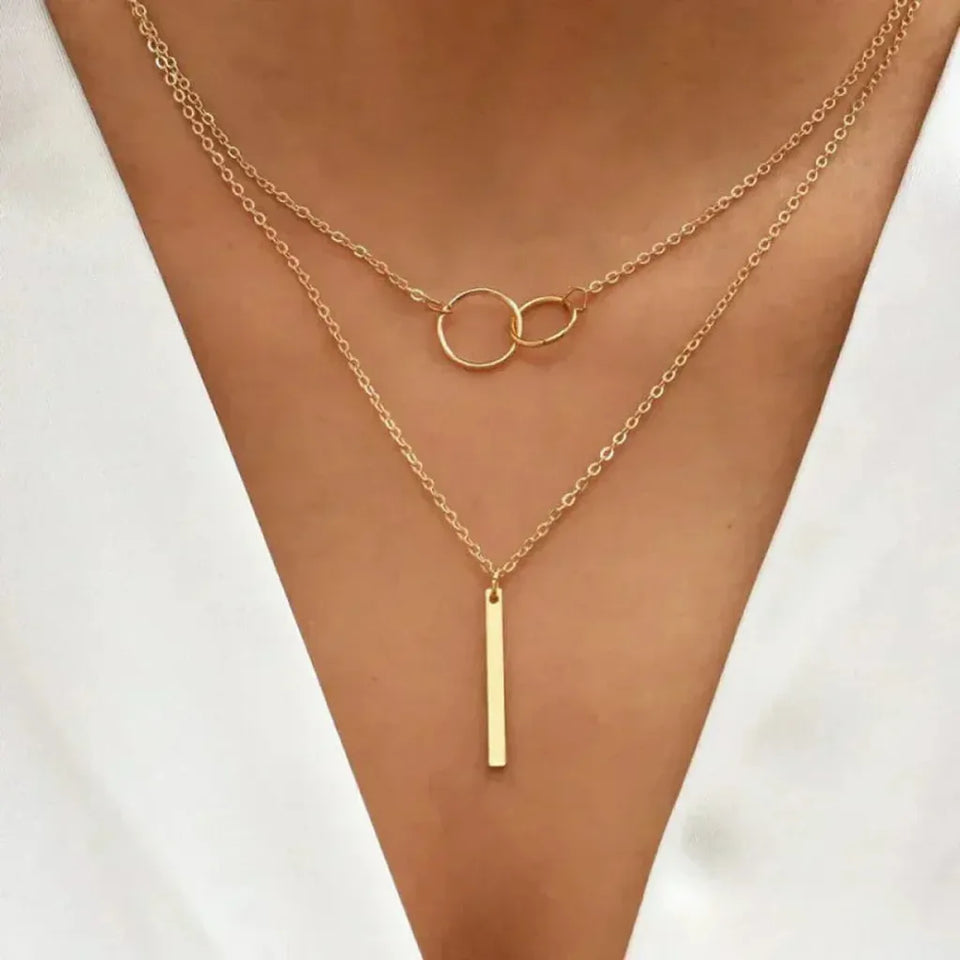 Georgia Retro Gold-Tone Double-Circle Pendant Necklace