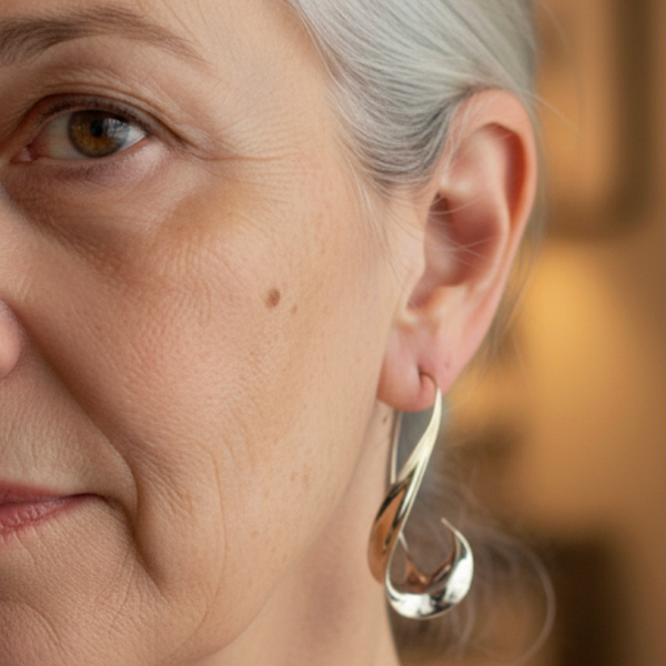 Cordelia Twist Drop Earrings | Two-Tone — image 3