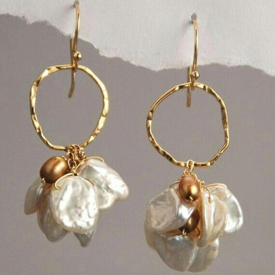 Clarissa Pearl-Look and Flower Drop Earrings | Gold-Tone