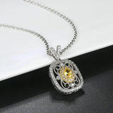 Isadora Retro Silver-Tone Yellow Accent Necklace