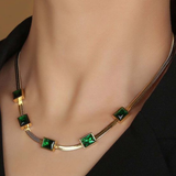Yvonne Retro Green Pendant Necklace - image 1