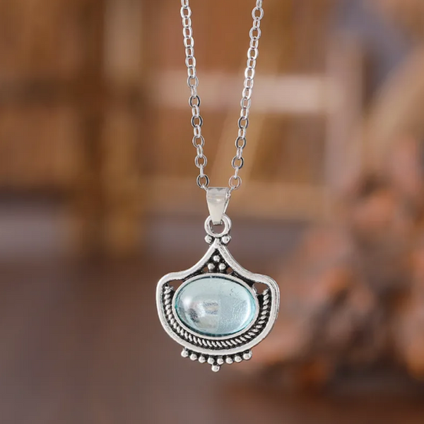 Iris Retro Blue Oval Necklace or Earrings — image 2