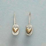 Claudia Retro Silver-Tone Heart Earrings with Gold-Tone Details