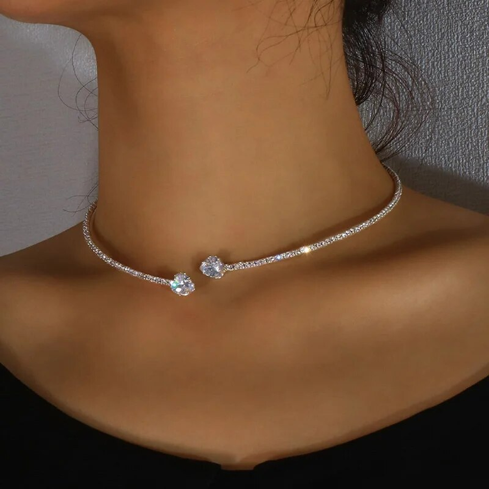 Rose Retro Double-Row Sparkle Necklace - image 1