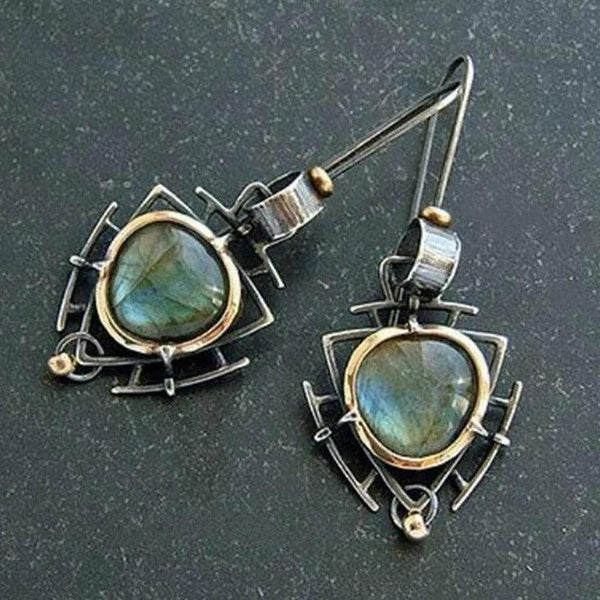 Harriet Retro Shimmering Stone Earrings | Two-Tone