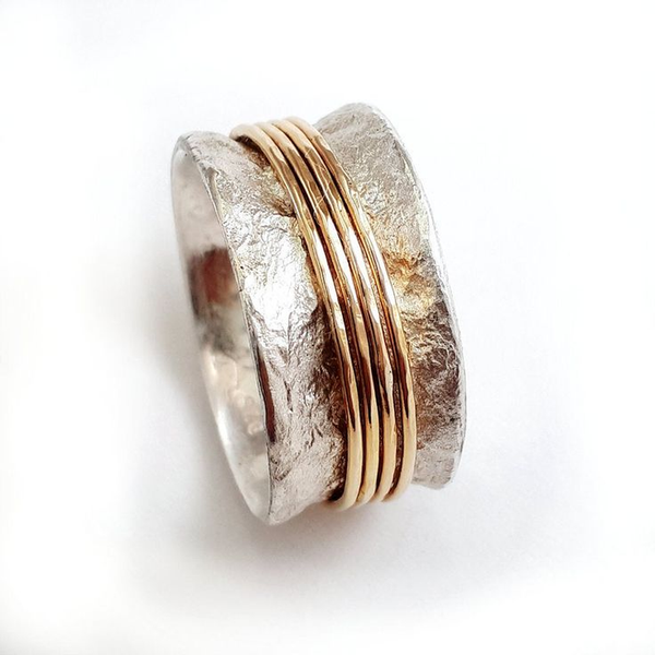 Audrey Silver-Tone Ring with Gold-Tone Threads — image 2