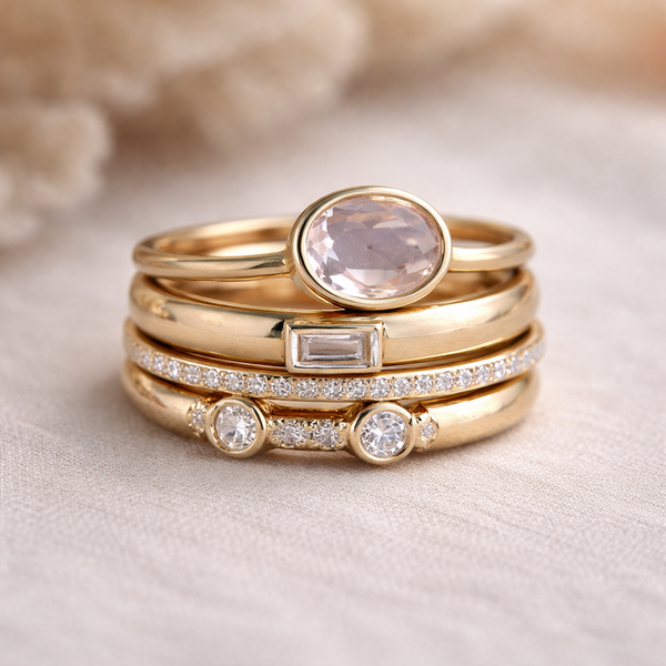 Elizabeth Retro Sparkle Ring Set | Gold-Tone