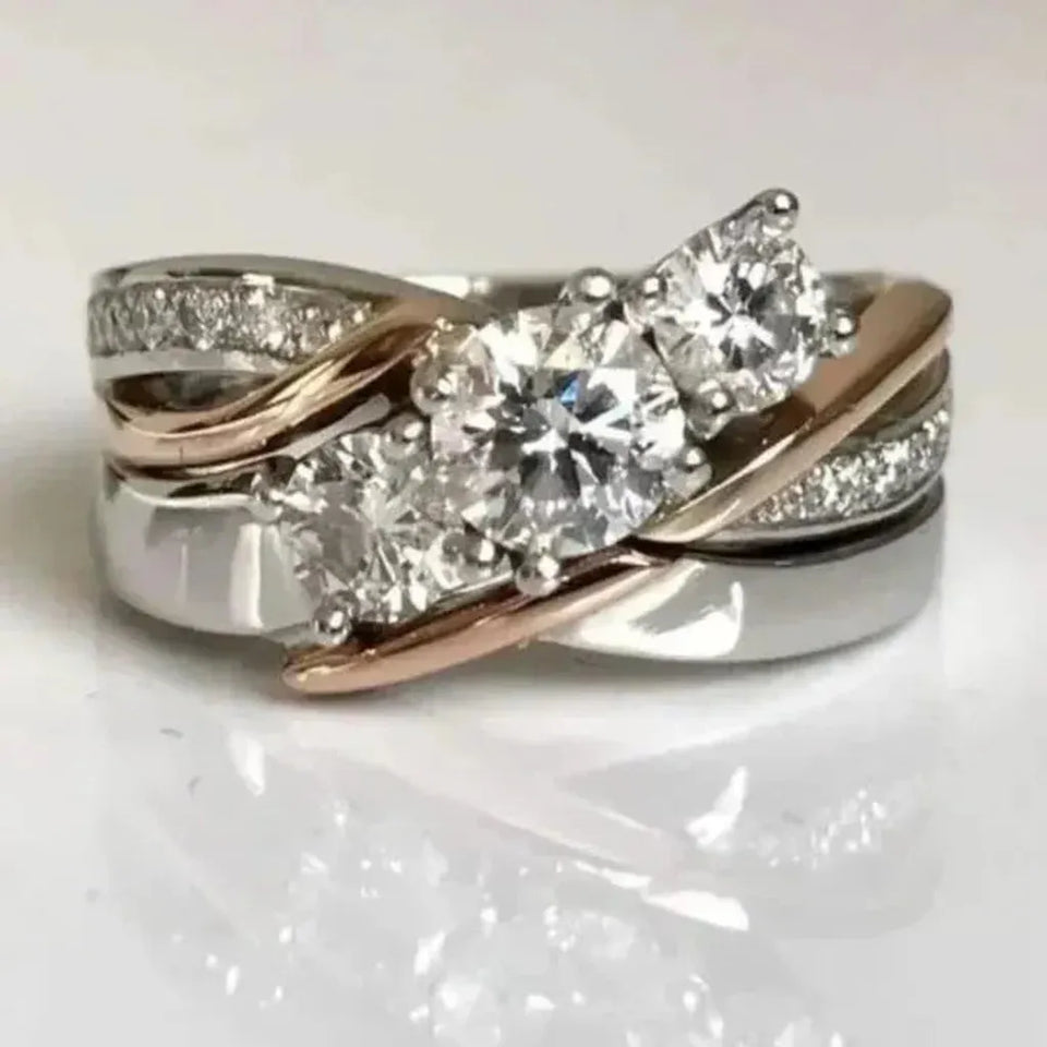 Susannah Retro Sparkle Ring | Two-Tone