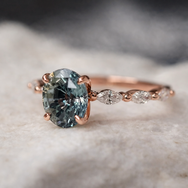 Clara Retro Blue Ring | Rose-Tone - image 1