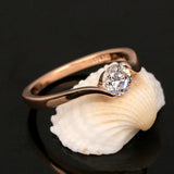 Sarah Retro Round-Accent Solitaire Ring | Rose-Tone - image 1
