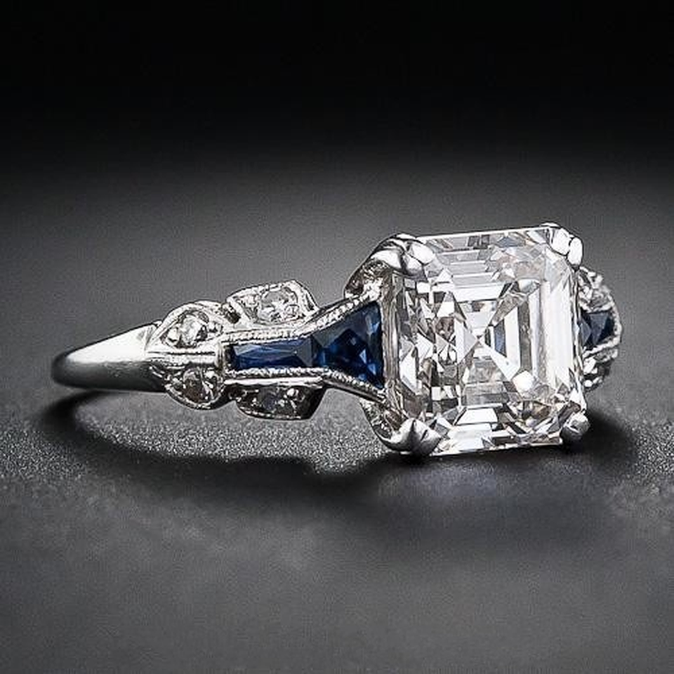 Esme Retro Blue Ring | Silver-Tone