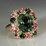 Gillian Retro Green Ring | Rose-Tone - image 1