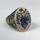 Mabel Retro Blue Flower Ring | Gold-Tone