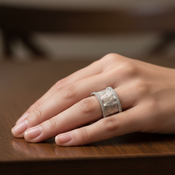 Cordelia Retro Sparkle Ring | Silver-Tone — image 2