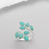Christine Retro Turquoise-Color Leaf Ring - image 1