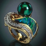 Cecily Retro Green Sparkle Ring - image 1