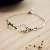 Amelia Retro Silver-Tone Floral Branch Bracelet