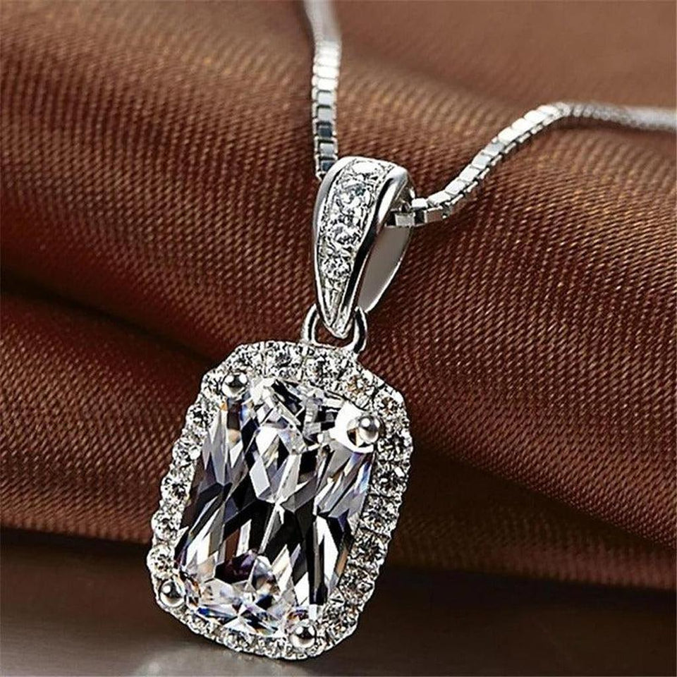 Julia Retro Silver-Tone Cushion-Shaped Sparkle Necklace