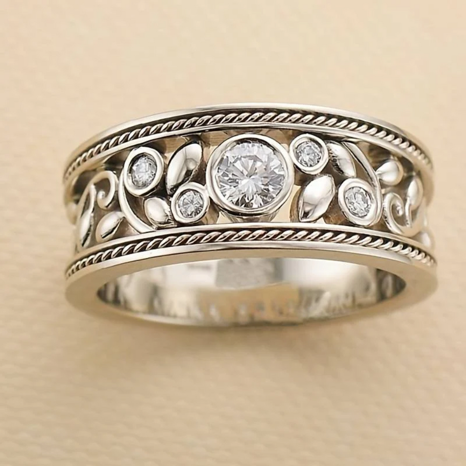 Geraldine Retro Sparkle Ring | Silver-Tone