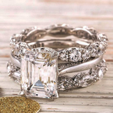 Sabrina Retro Sparkling-Row Ring | Silver-Tone