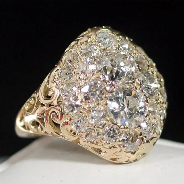 Veronica Retro Ring with Red Stone and Sparkle | Silver-Tone