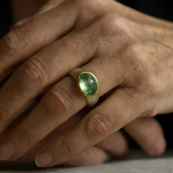 Florence Retro Green Round-Stone Ring - image 2