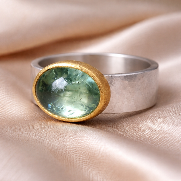 Florence Retro Green Round-Stone Ring - image 1