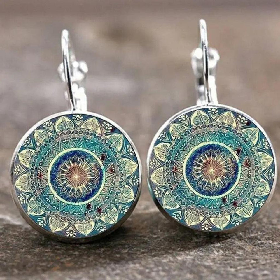 Regina Retro Round Mandala Drop Earrings - image 1