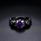 Adelaide Intricate Black Ring with Round Purple Stone - image 1