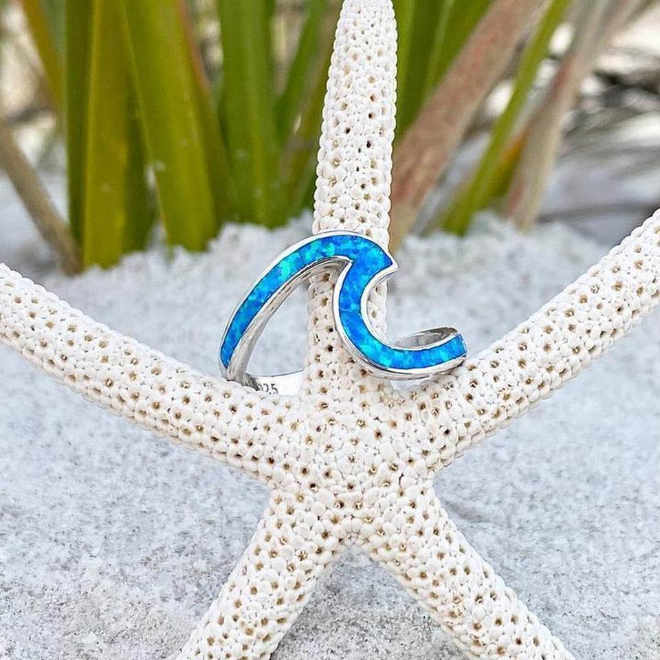 Margot Sea Opal-Look Ring | Silver-Tone - image 1