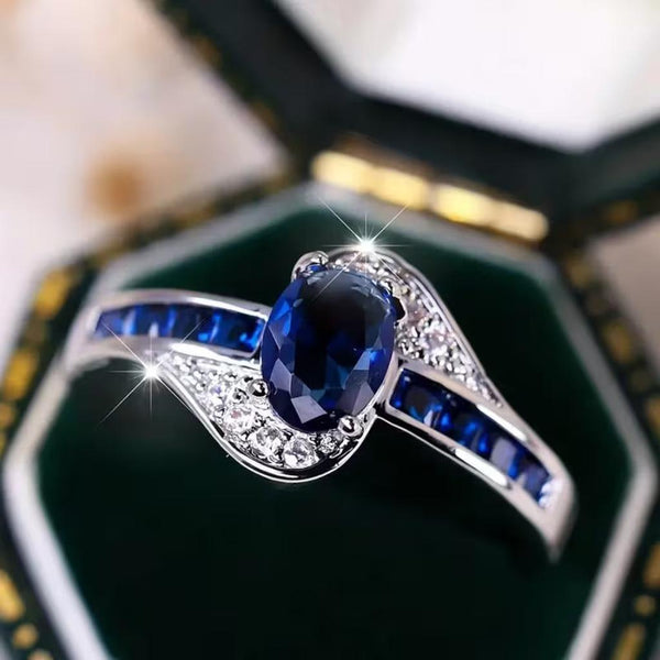 Gloria Blue Flow Ring | Silver-Tone