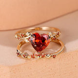 Odette Red Vine Heart Accent Ring Set | Gold-Tone — image 2