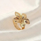 Olive Gold-Tone Flower Ring — image 2