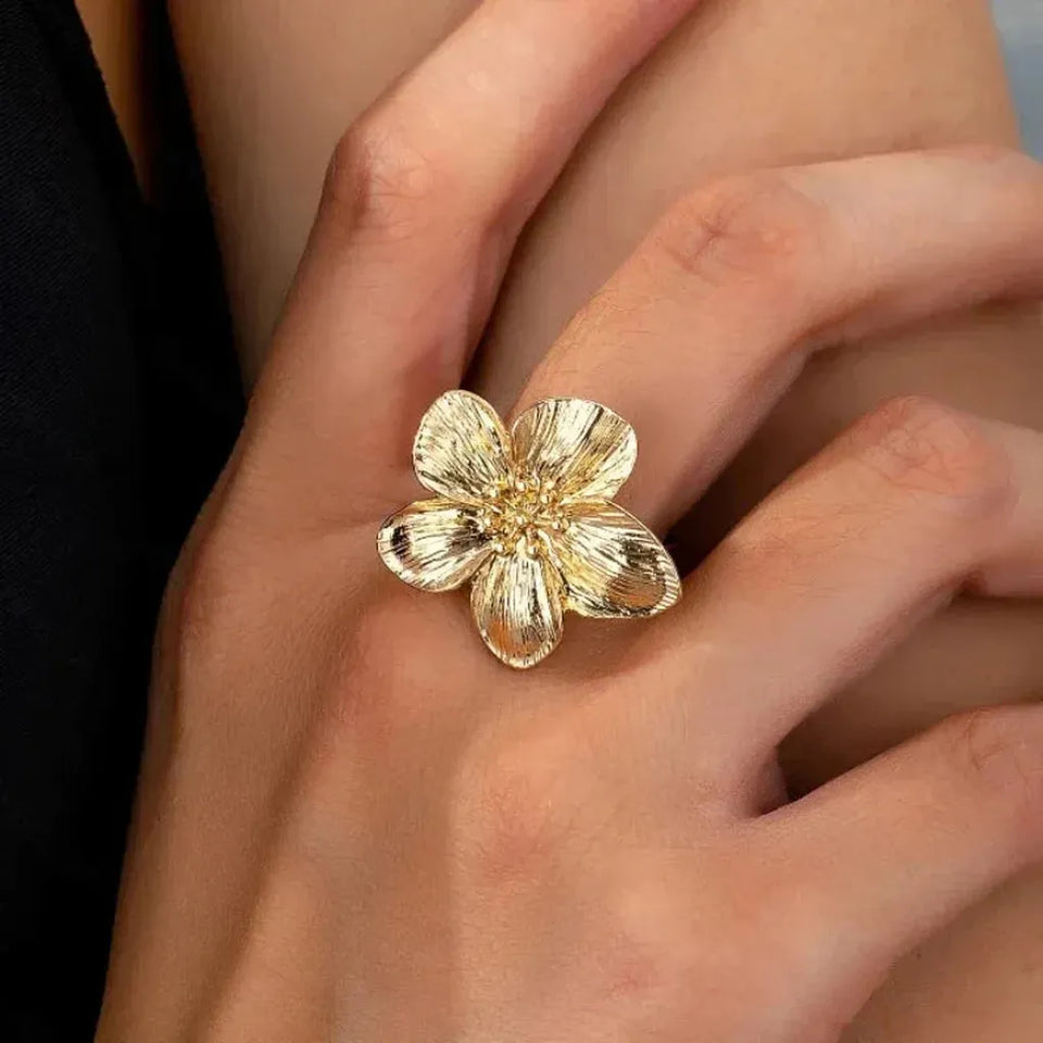 Olive Gold-Tone Flower Ring