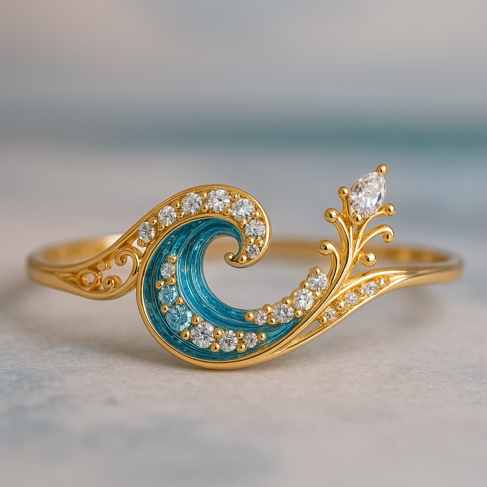 Cora Ocean Wave Sparkle Ring - image 1