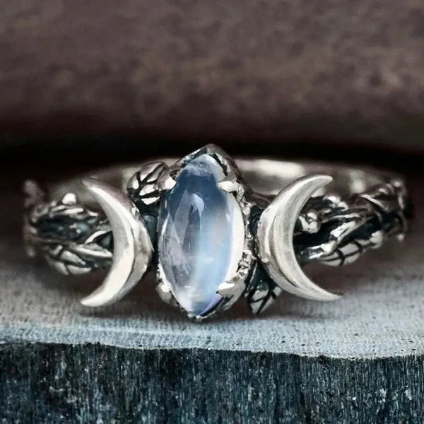 Jacqueline Crescent Moonstone-Look Ring - image 4
