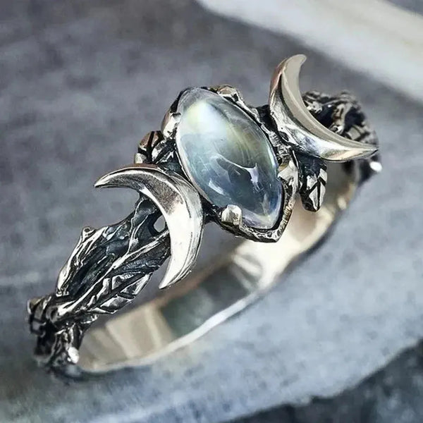 Jacqueline Crescent Moonstone-Look Ring - image 5