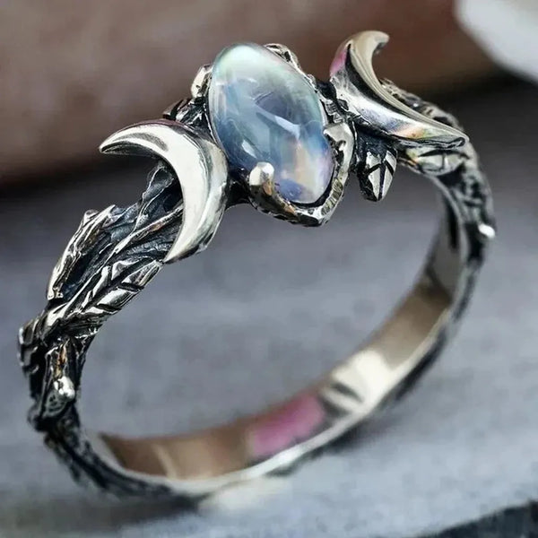 Jacqueline Crescent Moonstone-Look Ring - image 1