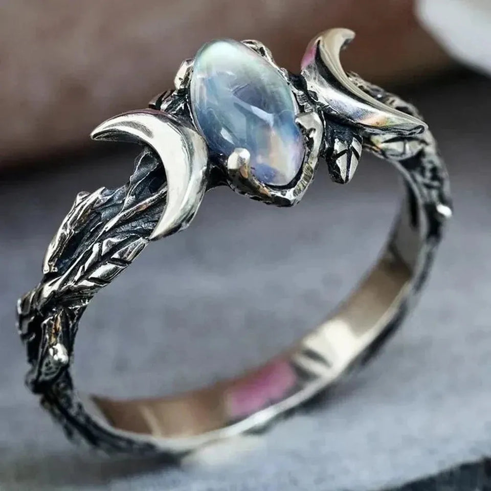 Jacqueline Crescent Moonstone-Look Ring - image 1