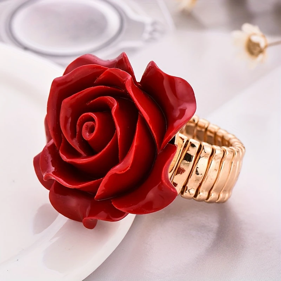 Sonia Red Rose Ring | Rose-Tone - image 1