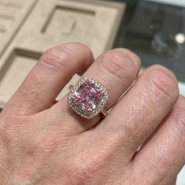 Isabel Cushion-Cut Pink Ring | Silver-Tone — image 2